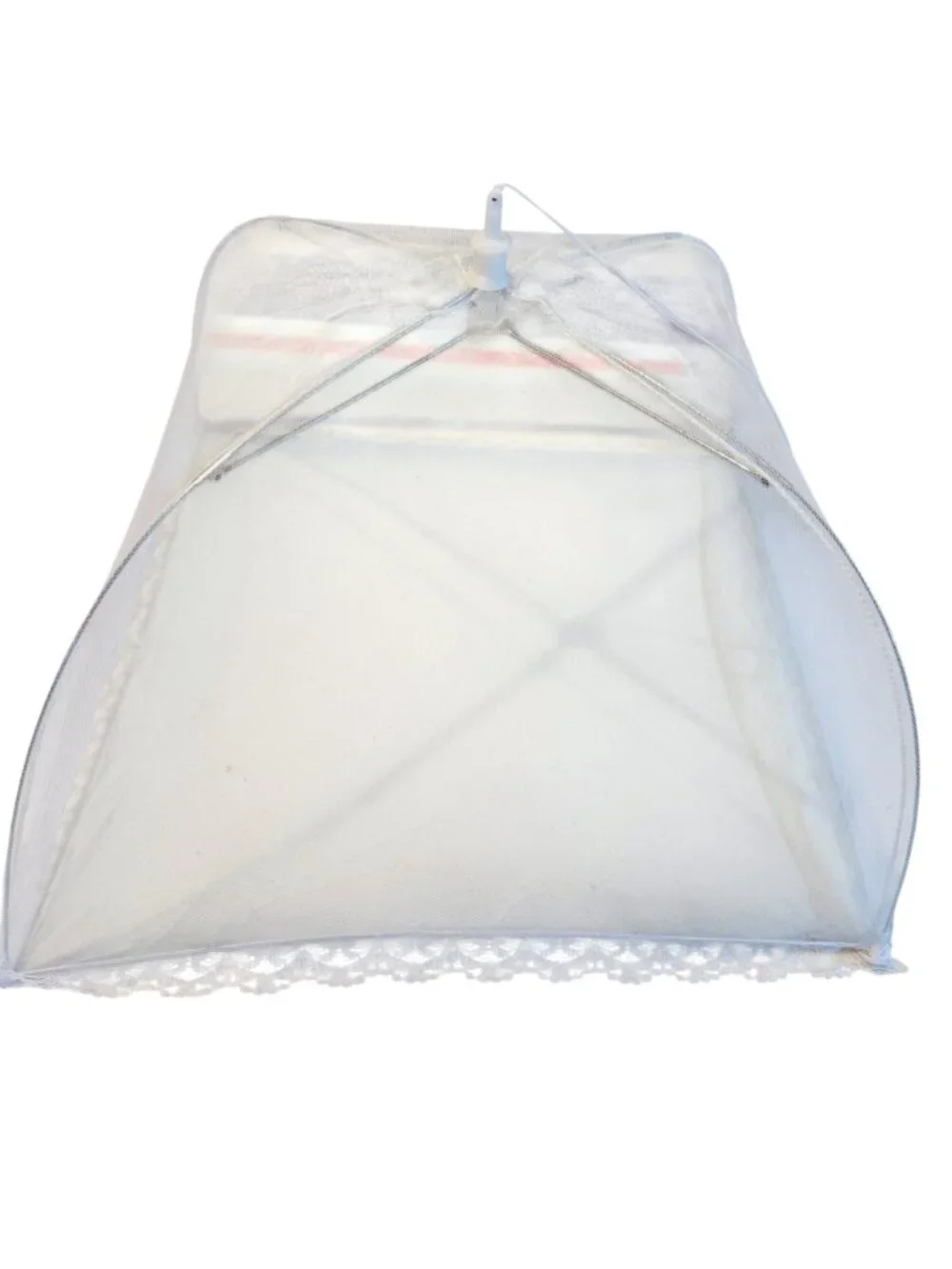 Foldable Mesh Food Cover With Lace Trim 17 x 17 Inches Set Of 4 Lightweight & Du